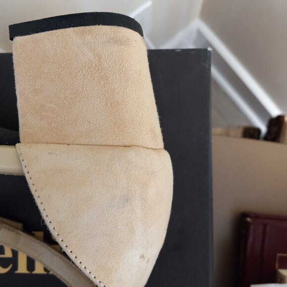 Fabianelli Beige Suede Ankle Strap Block Heel Sandals Sz 38/ 7 -7.5 ITALY - Picture 5 of 16